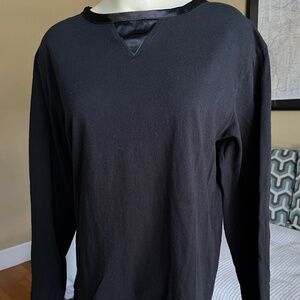 Temperley London Women's Size Small Black Long-Sleeve Crewneck Top w/Satin Trim